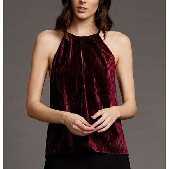 Amanda Uprichard NEW Maroon Raven Velvet Sleeveless Top Size Small $188 - Picture 1 of 10